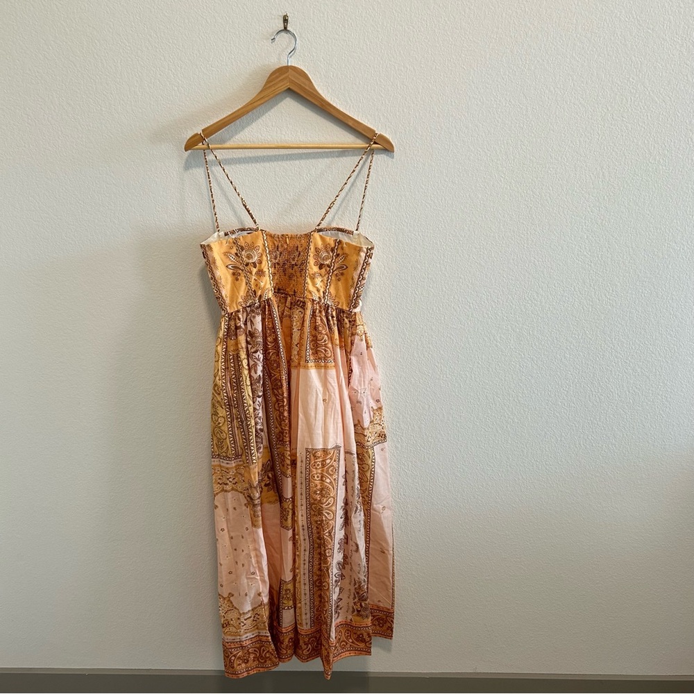 NWT Zimmermann Mustard Bandanna Lucky Corset Patterned Midi Dress - Picture 9 of 9